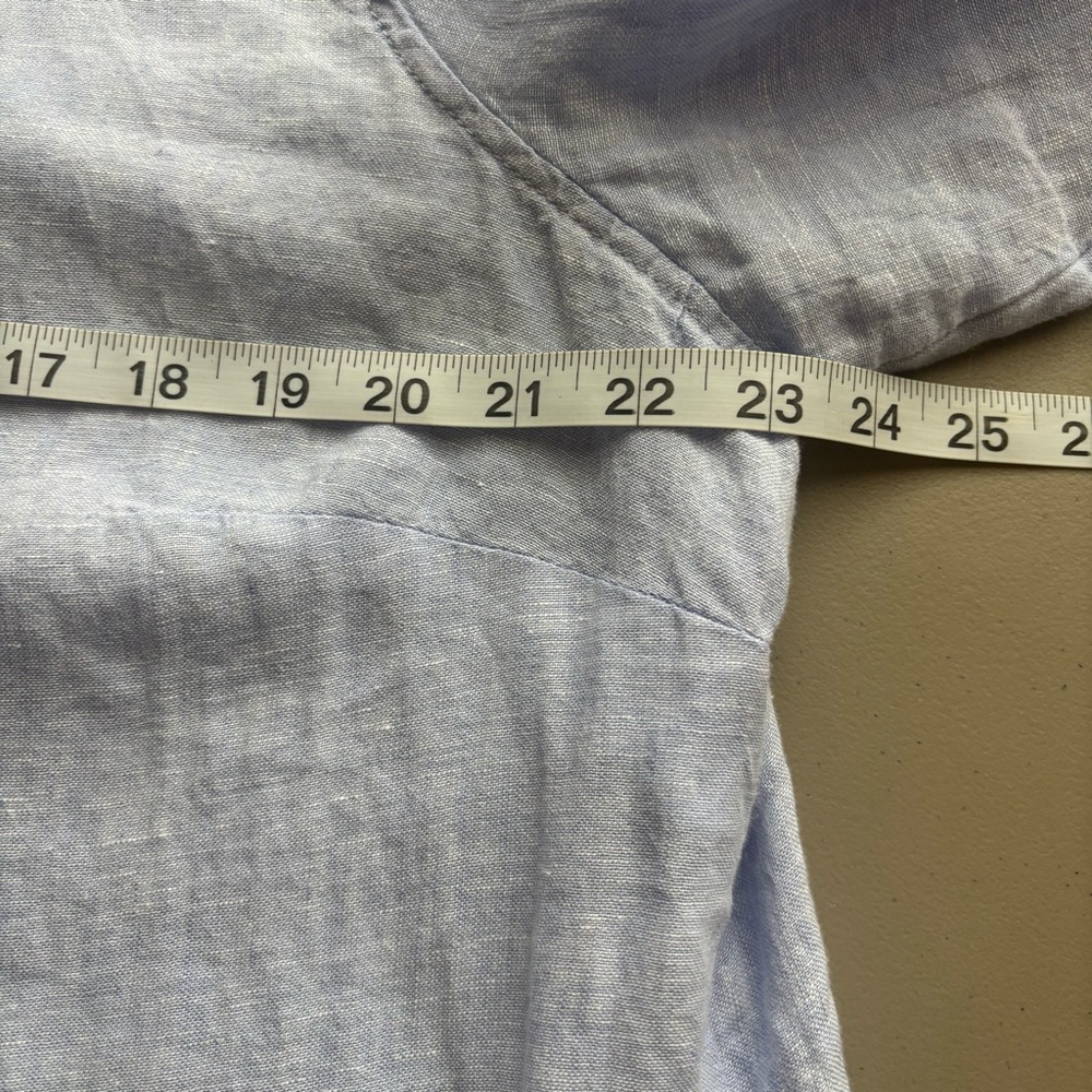 TAHARI 100% Linen tunic Lagenlook lightweight tunic 1X roll up sleeve blouse top - Picture 8 of 10